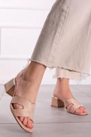 Béžové pantofle na hrubém podpatku Effie
