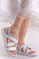 Bílé kožené platformové sandály Lorena