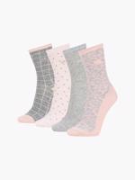 Calvin Klein dámské vzorované ponožky 4 pack - ONE (002)