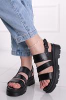 Černé kožené sandály 5-28200