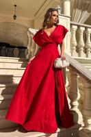 Červené dlouhé šaty s vysokým rozparkem Laura