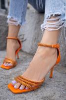 Oranžové sandály na tenkém podpatku Devora