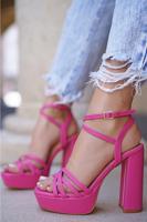 Růžové sandály na hrubém podpatku Ilene