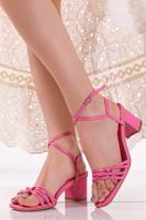 Růžové sandály na hrubém podpatku Nawel