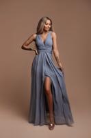 Šedo-modré dlouhé šaty Marion