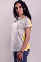Šedo-žluté bavlněné triko Rosemarie