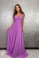 Světle fialové dlouhé nařasené šaty Silvana