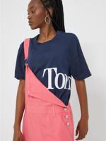 Tommy Jeans dámské modré tričko OVRSZD BOLD TOMMY - M (C87)
