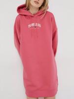 Tommy Jeans dámské růžové mikinové šaty ESSENTIAL LOGO 2 HOOD DRES - M (XI4)