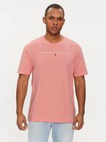 Tommy Jeans pánské růžové tričko LINEAR - XL (TIC)