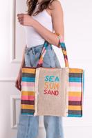 Vícebarevná proužková plážová kabelka Rea