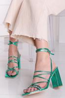 Zelené sandály na hrubém podpatku Alba