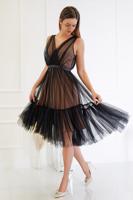 Béžovo-černé midi šaty Paris