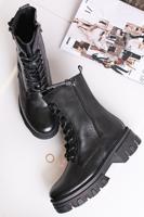 Černé kožené kotníkové boty 2-25209