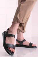 Černé kožené nízké sandály 2-28414