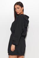 Černé krátké mikinové šaty s kapucí NU374