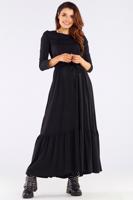 Černé maxi šaty s vázáním A455