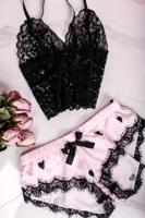 Černo-růžové pyžamo Valentínka Set