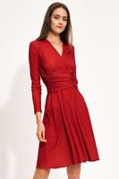 Červené nařasené midi šaty S212