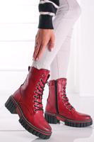 Červené šněrovací kotníkové boty Melyna