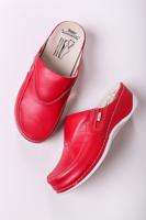 Dámské červené kožené zdravotní pantofle FC10