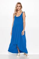 Modré asymetrické maxi šaty M727