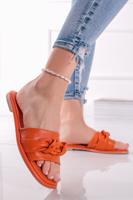 Oranžové kožené nízké pantofle 2-27120