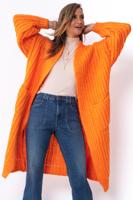 Oranžový dlhý sveter s prímesou vlny F1496