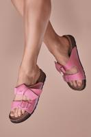 Růžové kožené zdravotní pantofle Cosy Step