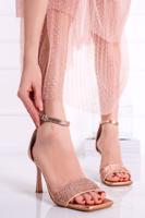 Růžovo-zlaté sandály na tenkém podpatku Thea
