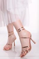 Růžovozlaté sandály na tenkém podpatku Thyme