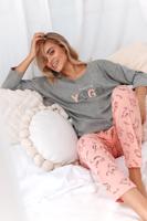 Šedo-broskvový vzorovaný pyžamový set Ida