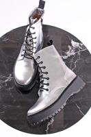 Stříbrné šněrovací kotníkové boty Amitha