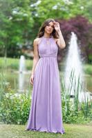 Světle fialové dlouhé šaty s holými zády Myriam