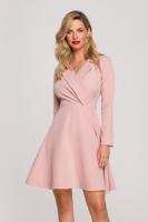 Světle růžové krátké šaty s límcem K138