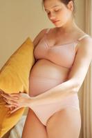 Světle růžové těhotenské kalhotky s vysokým pasem Organic Brief