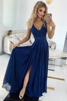 Tmavě modré dlouhé šaty Queen