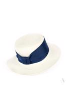 Tmavě modro-smetanový klobouk Wide Stripe