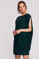 Tmavě zelené asymetrické šaty S262
