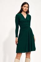 Tmavě zelené nařasené midi šaty S212