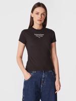 Tommy Jeans dámské černé tričko ESSENTIAL LOGO - S (BDS)