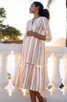 Vícebarevné páskované bavlněné těhotenské šaty Norma