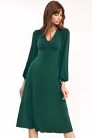 Zelené áčkové šaty s výstřihem S194
