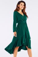 Zelené asymetrické šaty s výstřihem A456
