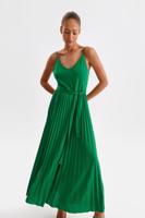 Zelené dlouhé plisované šaty na ramínka SSU4055