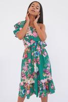 Zelené kvetované midi šaty Jasmine